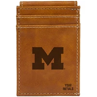 Brown Michigan Wolverines Personalized Front Pocket Wallet