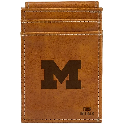 Brown Michigan Wolverines Personalized Front Pocket Wallet