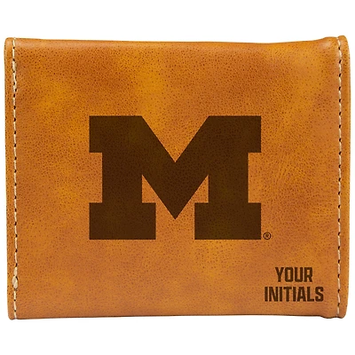 Brown Michigan Wolverines Personalized Trifold Wallet