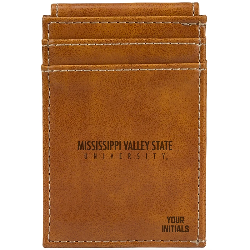 Brown Mississippi Valley State University Delta Devils Personalized Front Pocket Wallet