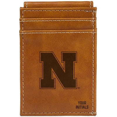 Brown Nebraska Huskers Personalized Front Pocket Wallet