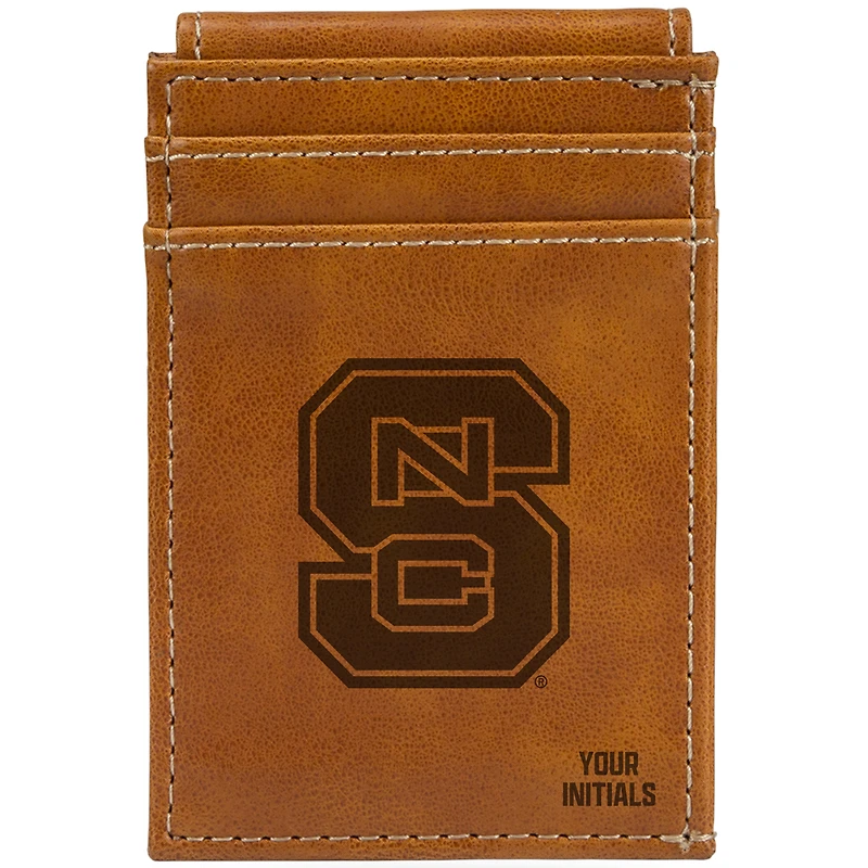 Brown NC State Wolfpack Personalized Front Pocket Wallet