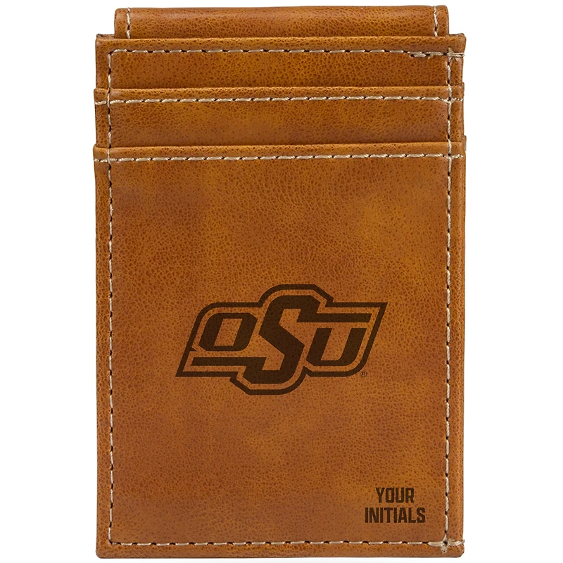 Brown Oklahoma State Cowboys Personalized Front Pocket Wallet