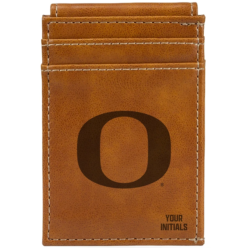 Brown Oregon Ducks Personalized Front Pocket Wallet