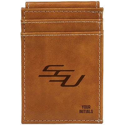 Brown Savannah State Tigers Personalized Front Pocket Wallet