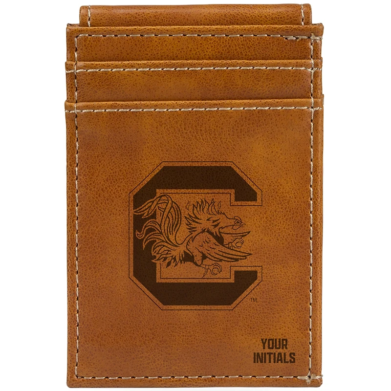 Brown South Carolina Gamecocks Personalized Front Pocket Wallet