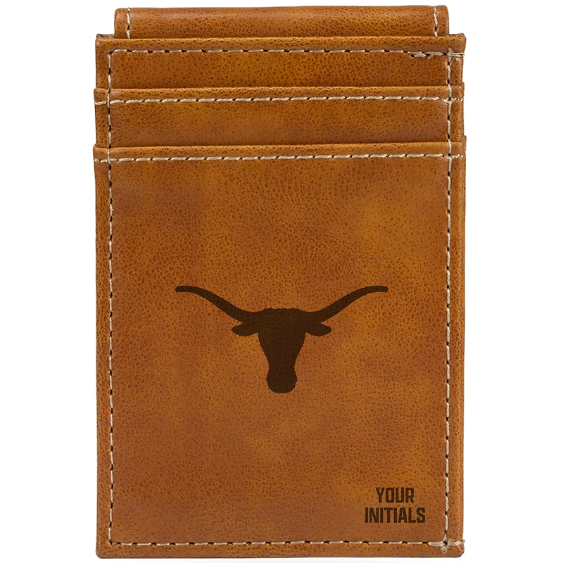 Brown Texas Longhorns Personalized Front Pocket Wallet