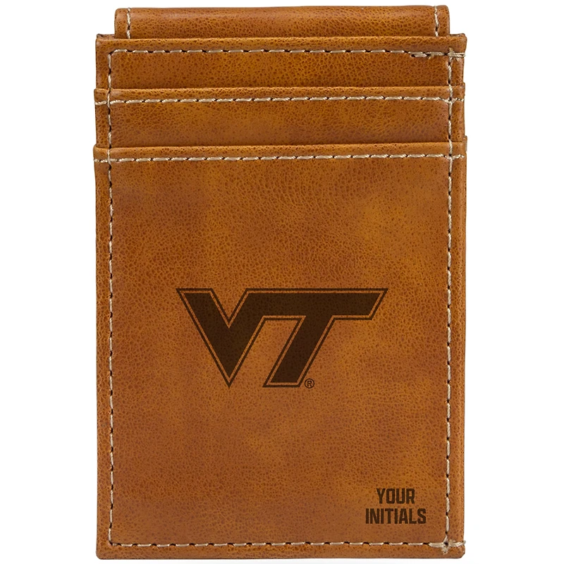 Brown Virginia Tech Hokies Personalized Front Pocket Wallet