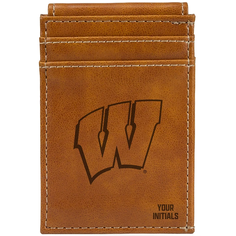 Brown Wisconsin Badgers Personalized Front Pocket Wallet