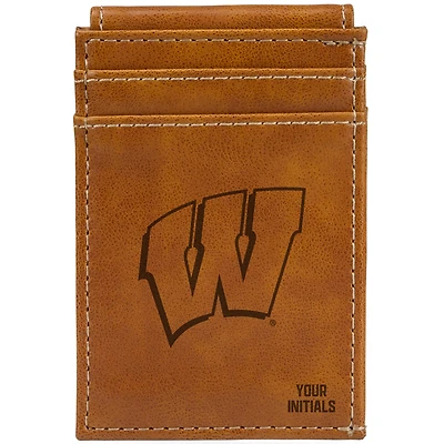 Brown Wisconsin Badgers Personalized Front Pocket Wallet