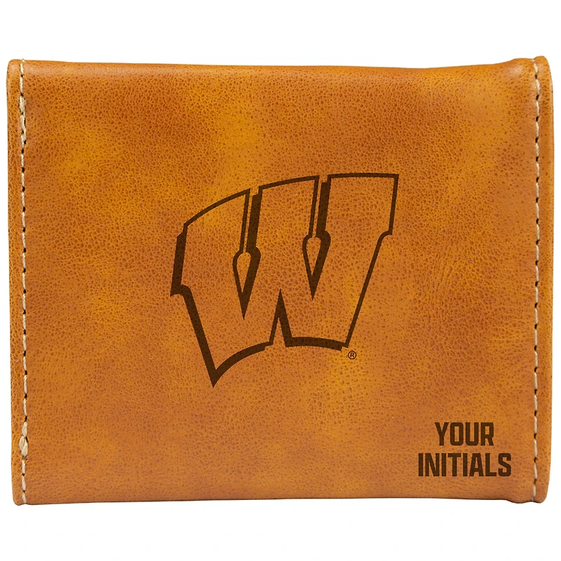 Brown Wisconsin Badgers Personalized Trifold Wallet