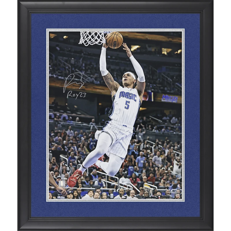 Paolo Banchero Orlando Magic Autographed Framed 16" x 20" Layup in White Photograph 16" x 20" Layup in White Photograph