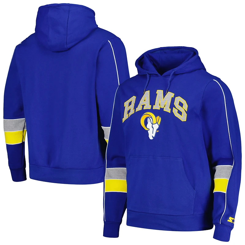 Men's Starter Royal Los Angeles Rams Captain Pullover Hoodie