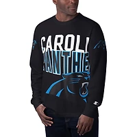 Men's Starter Black Carolina Panthers Clutch Hit Long Sleeve T-Shirt