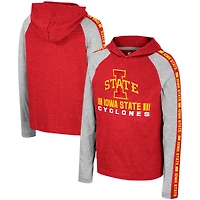 Youth Colosseum Cardinal Iowa State Cyclones Ned Raglan Long Sleeve Hooded T-Shirt
