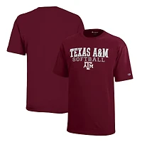 Youth Champion  Maroon Texas A&M Aggies Stacked Logo Softball T-Shirt