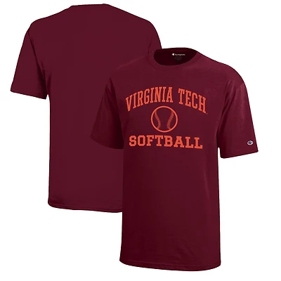 Youth Champion Maroon Virginia Tech Hokies Icon Logo Softball T-Shirt