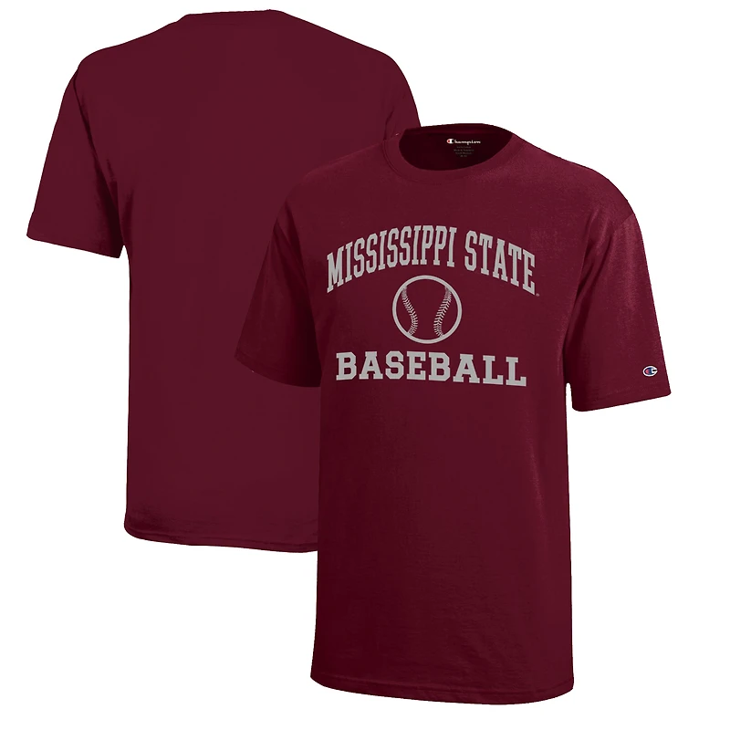 Youth Champion Maroon Mississippi State Bulldogs Icon Logo Baseball T-Shirt