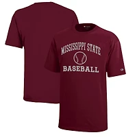 Youth Champion  Maroon Mississippi State Bulldogs Icon Logo Baseball T-Shirt