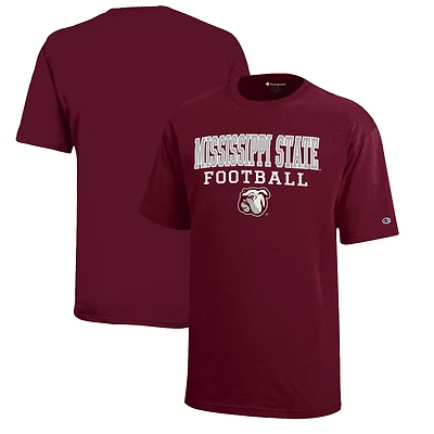 Youth Champion  Maroon Mississippi State Bulldogs Stacked Logo Football T-Shirt