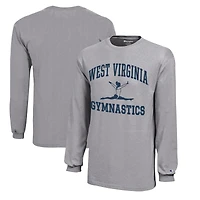 Youth Champion  Gray West Virginia Mountaineers Icon Logo Long Sleeve Gymnastics T-Shirt