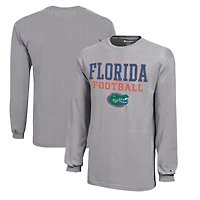 Youth Champion  Gray Florida Gators Stacked Logo Long Sleeve Football T-Shirt