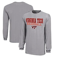 Youth Champion  Gray Virginia Tech Hokies Stacked Logo Long Sleeve Baseball T-Shirt