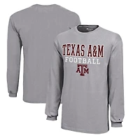 Youth Champion  Gray Texas A&M Aggies Stacked Logo Long Sleeve Football T-Shirt
