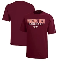 Youth Champion  Maroon Virginia Tech Hokies Stacked Logo Baseball T-Shirt