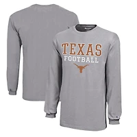 Youth Champion  Gray Texas Longhorns Stacked Logo Long Sleeve Football T-Shirt