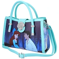 Women's Loungefly Blue The Little Mermaid Kiss the Girl Frame Crossbody Bag with Buckle Closure
