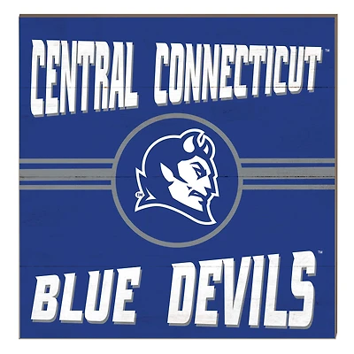 Central Connecticut State Blue Devils 10" x 10" Retro Team Sign