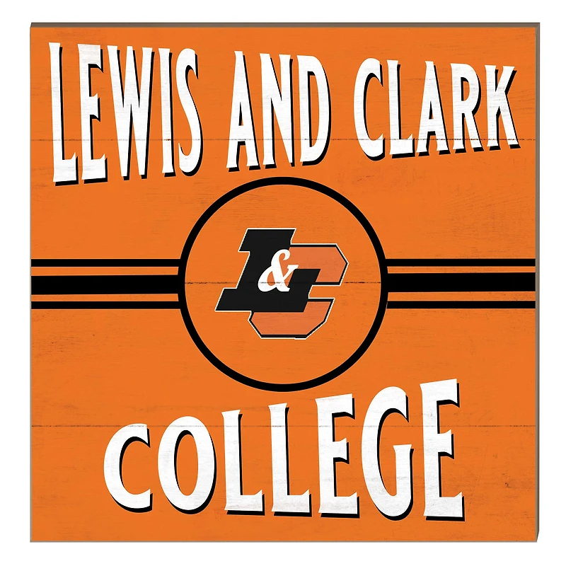 Lewis & Clark College Pioneers 10" x 10" Retro Team Sign