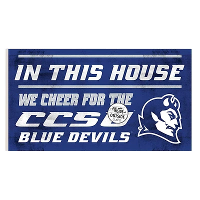 Central Connecticut State Blue Devils 11" x 20" Indoor/Outdoor In This House Sign