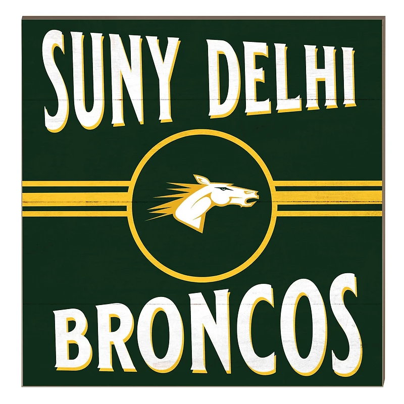 SUNY Delhi Broncos 10" x 10" Retro Team Sign