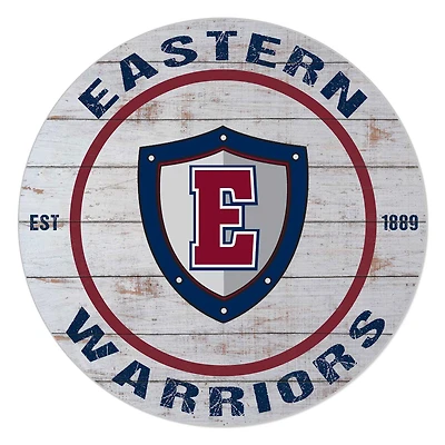Eastern Connecticut State Warriors 20" Indoor/Outdoor Weathered Circle Sign