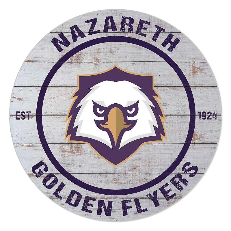 Nazareth College Golden Flyers 20" Indoor/Outdoor Weathered Circle Sign