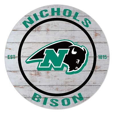 Nichols College Bison 20" Indoor/Outdoor Weathered Circle Sign