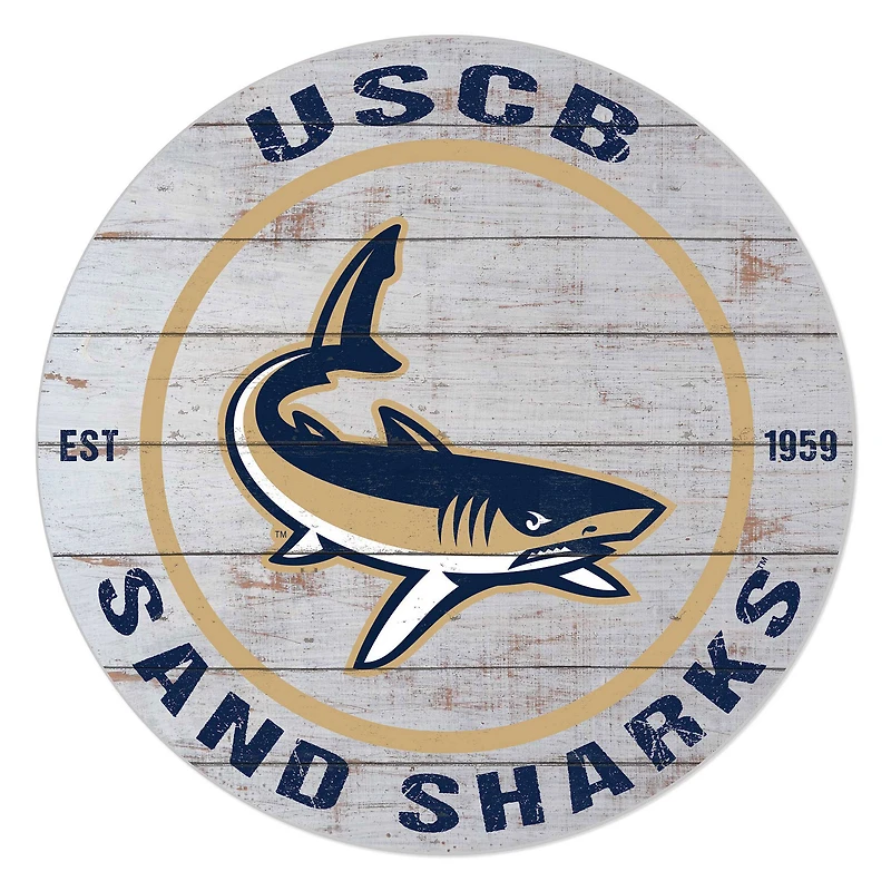 South Carolina Beaufort Sand Sharks 20" x 20" Indoor/Outdoor Weathered Circle Sign