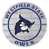 Westfield State Owls 20" x 20" Indoor/Outdoor Weathered Circle Sign