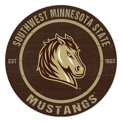Southwest Minnesota State Mustangs 20" Indoor/Outdoor Team Color Circle Sign
