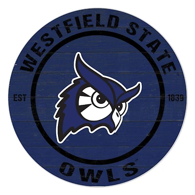 Westfield State Owls 20" Indoor/Outdoor Team Color Circle Sign