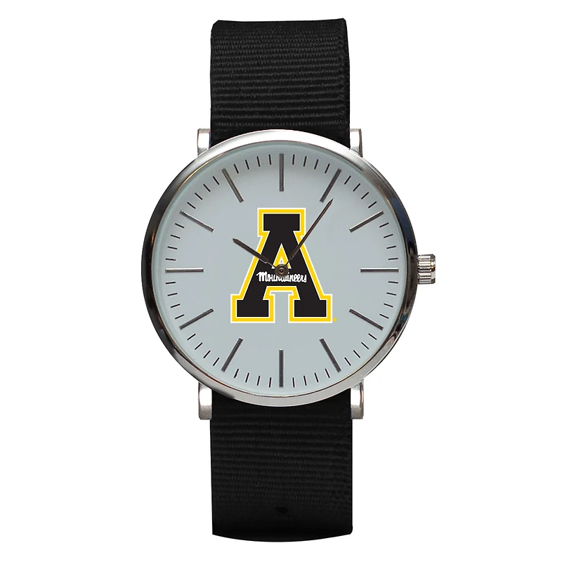 Black Appalachian State Mountaineers Stitch Nylon Strap Watch