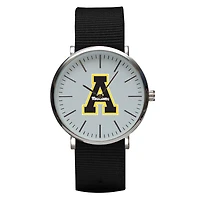 Black Appalachian State Mountaineers Stitch Nylon Strap Watch