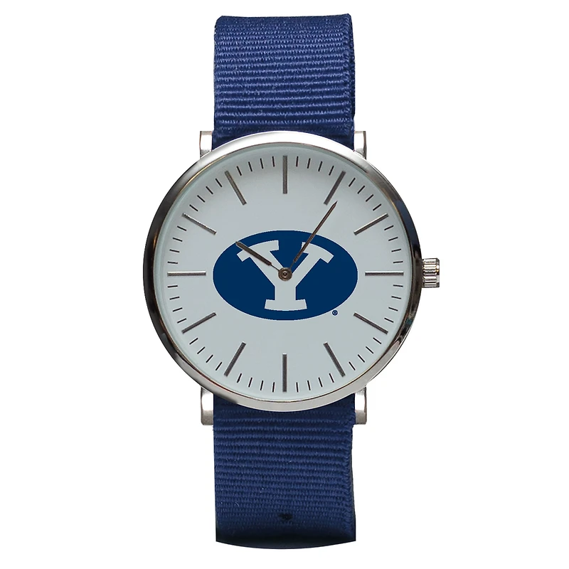Navy BYU Cougars Stitch Nylon Strap Watch