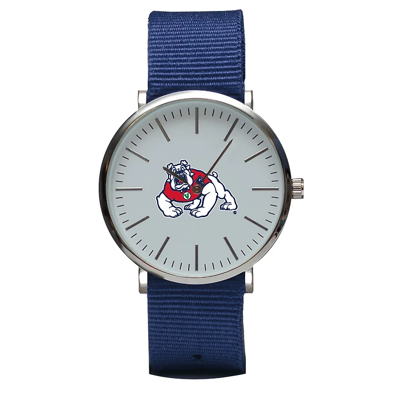 Navy Fresno State Bulldogs Stitch Nylon Strap Watch
