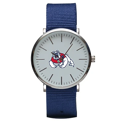 Navy Fresno State Bulldogs Stitch Nylon Strap Watch