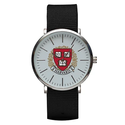 Black Harvard Crimson Stitch Nylon Strap Watch
