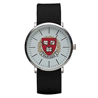 Black Harvard Crimson Stitch Nylon Strap Watch