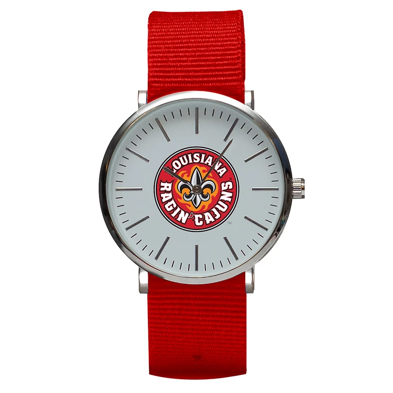Red Louisiana Ragin' Cajuns Stitch Nylon Strap Watch